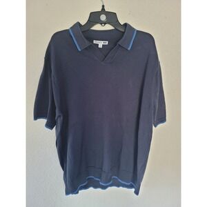 UNIQLO JW Anderson Navy Blue Knit Polo Shirt Short Sleeve Men's Medium‎ #18